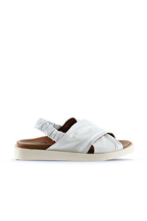 Bueno Shoes Beyaz Deri Kadın Sandalet 01wu3309