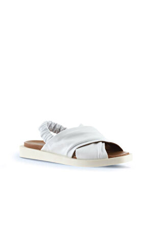 Bueno Shoes Beyaz Deri Kadın Sandalet 01wu3309