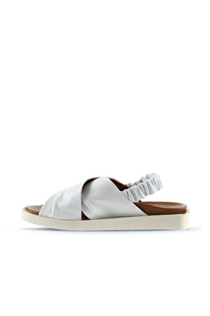 Bueno Shoes Beyaz Deri Kadın Sandalet 01wu3309