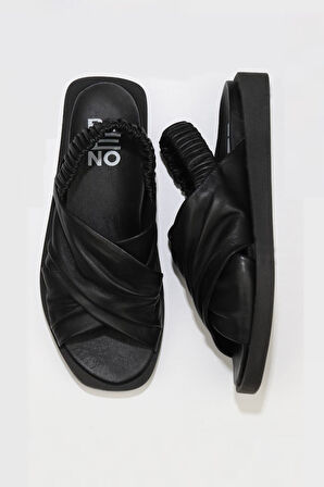 Bueno Shoes Siyah Deri Kadın Sandalet 01wu3309