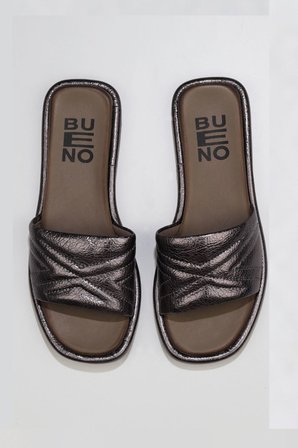 Bueno Shoes Kurşun Parlak Deri Kadın Düz Terlik 01wu4100