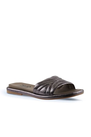 Bueno Shoes Kurşun Parlak Deri Kadın Düz Terlik 01wu4100