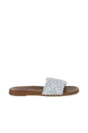 Bueno Shoes Beyaz Deri Kadın Düz Terlik 01wu4233
