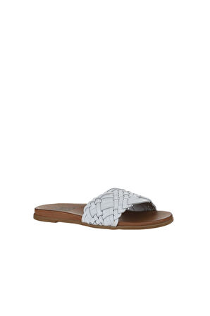 Bueno Shoes Beyaz Deri Kadın Düz Terlik 01wu4233