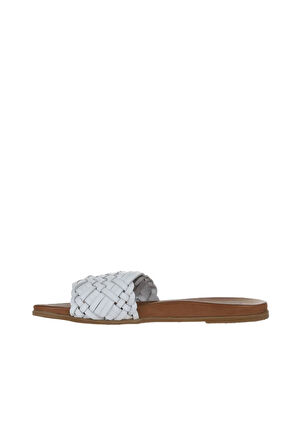 Bueno Shoes Beyaz Deri Kadın Düz Terlik 01wu4233
