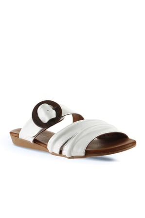 Bueno Shoes Beyaz Deri Kadın Düz Terlik 01wu7438