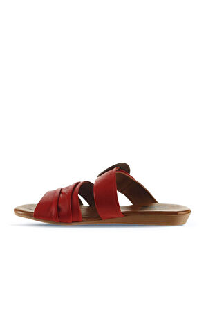 Bueno Shoes Kırmızı Deri Kadın Düz Terlik 01wu7438