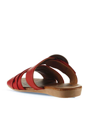 Bueno Shoes Kırmızı Deri Kadın Düz Terlik 01wu7438