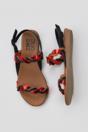 Bueno Shoes Siyah Multi Deri Kadın Sandalet 01wu7472