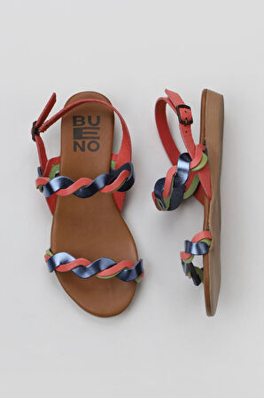 Bueno Shoes Mercan Multi Deri Kadın Sandalet 01wu7472