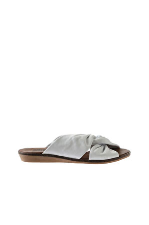 Bueno Shoes Beyaz Deri Kadın Düz Terlik 01wu8210