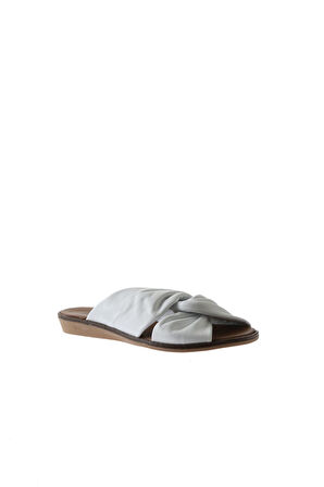 Bueno Shoes Beyaz Deri Kadın Düz Terlik 01wu8210