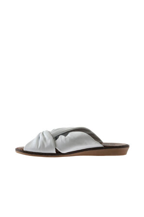 Bueno Shoes Beyaz Deri Kadın Düz Terlik 01wu8210