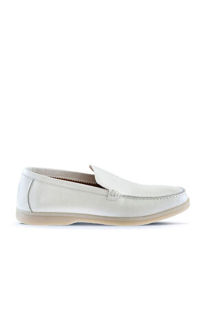 Bueno Shoes Beyaz Flotter Deri Erkek Loafer 05ms102