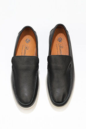 Bueno Shoes Siyah Flotter Deri Erkek Loafer 05ms102