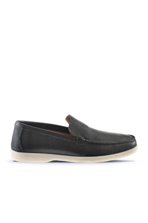 Bueno Shoes Siyah Flotter Deri Erkek Loafer 05ms102