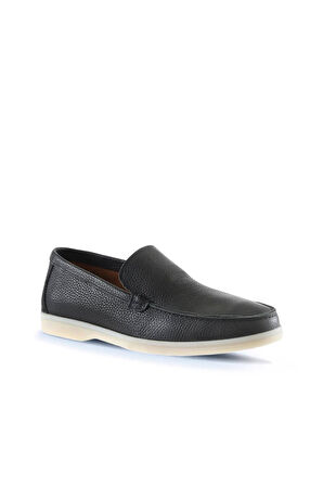 Bueno Shoes Siyah Flotter Deri Erkek Loafer 05ms102