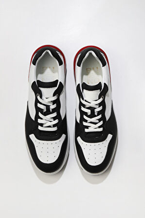 Bueno Shoes Siyah Beyaz Gyk Deri Erkek Spor Ayakkabı 03m28001