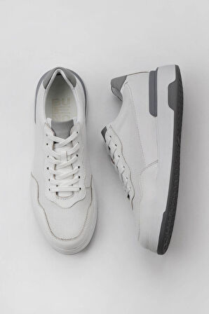 Bueno Shoes Beyaz Gri Napa Deri Erkek Spor Ayakkabı 03m28004