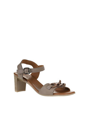 Bueno Shoes Gri Deri Kadın Topuklu Sandalet 01wu11101