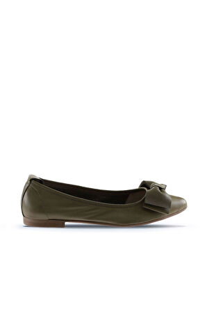 Bueno Shoes Haki Deri Kadın Babet 01wr3100