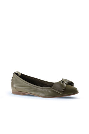 Bueno Shoes Haki Deri Kadın Babet 01wr3100