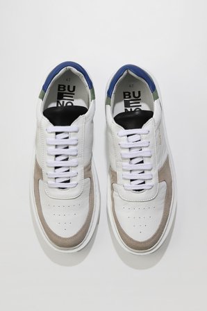 Bueno Shoes Beyaz Bej Deri-süet Erkek Spor Ayakkabı 01mu10405