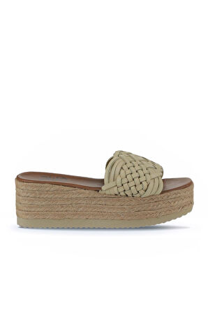 Bueno Shoes Sarı Deri Kadın Dolgu Topuklu Terlik 01wu6118