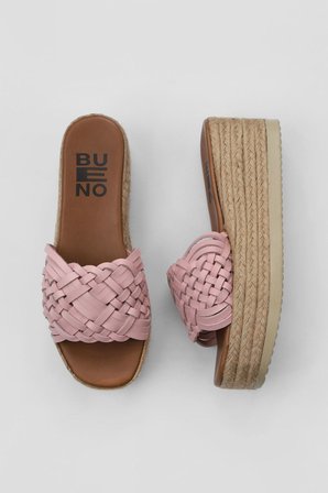 Bueno Shoes Pudra Deri Kadın Dolgu Topuklu Terlik 01wu6118