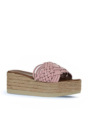 Bueno Shoes Pudra Deri Kadın Dolgu Topuklu Terlik 01wu6118