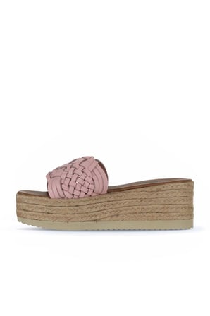 Bueno Shoes Pudra Deri Kadın Dolgu Topuklu Terlik 01wu6118