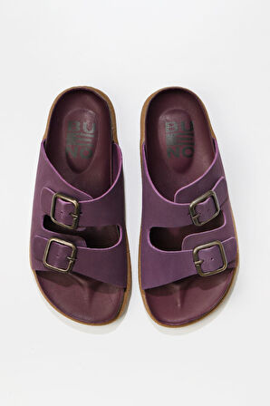 Bueno Shoes Mor Nubuk Kadın Düz Terlik 01ws11001