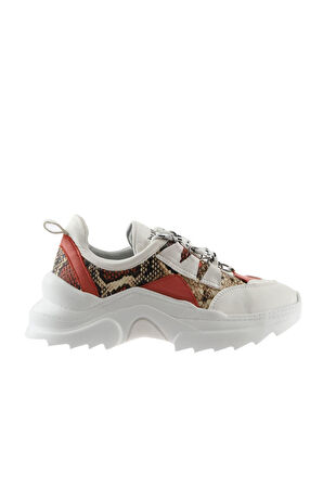 Bueno Shoes Beyaz Mercan Deri Kadın Dolgu Topuklu Spor Ayakkabı 01ws3304