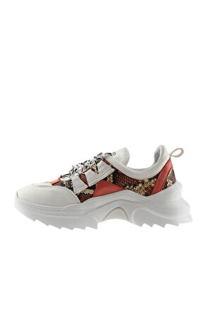 Bueno Shoes Beyaz Mercan Deri Kadın Dolgu Topuklu Spor Ayakkabı 01ws3304