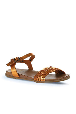Bueno Shoes Turuncu Parlak Deri Kadın Sandalet 01wu4262