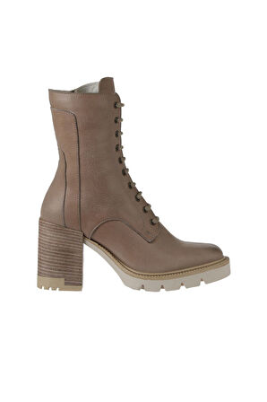 Bueno Shoes Vizon Deri Kadın Topuklu Bot 01wv0506