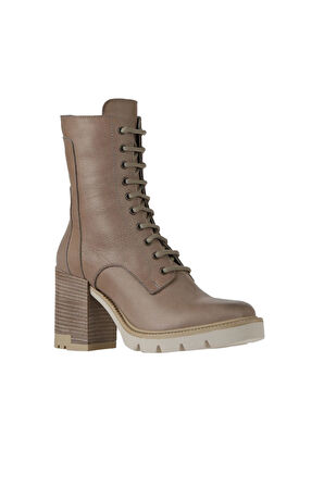Bueno Shoes Vizon Deri Kadın Topuklu Bot 01wv0506