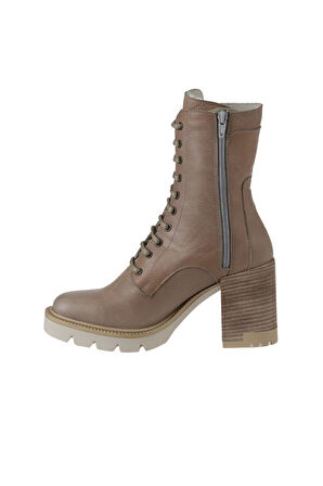 Bueno Shoes Vizon Deri Kadın Topuklu Bot 01wv0506