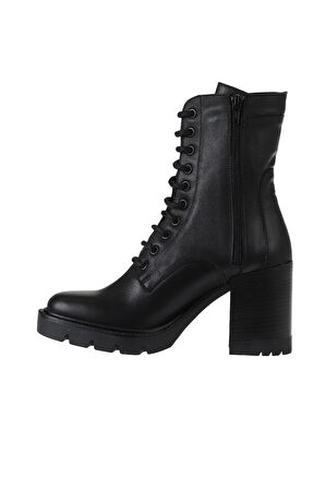 Bueno Shoes Siyah Deri Kadın Topuklu Bot 01wv0506