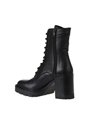 Bueno Shoes Siyah Deri Kadın Topuklu Bot 01wv0506