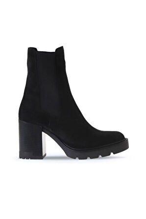 Bueno Shoes Siyah Süet Kadın Topuklu Bot 01wv0508