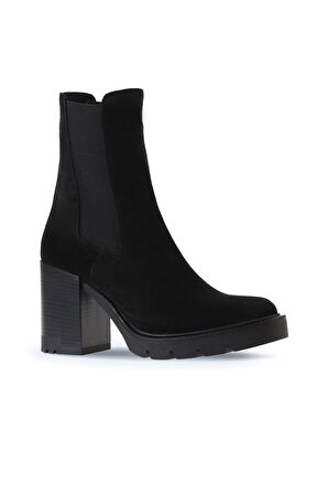 Bueno Shoes Siyah Süet Kadın Topuklu Bot 01wv0508