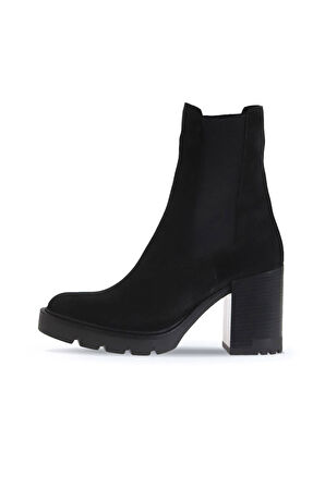 Bueno Shoes Siyah Süet Kadın Topuklu Bot 01wv0508