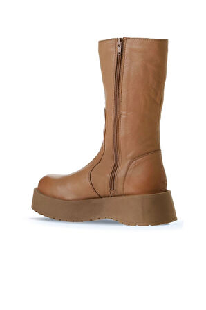 Bueno Shoes Taba Açık Deri Kadın Dolgu Topuklu Bot 01wv1302