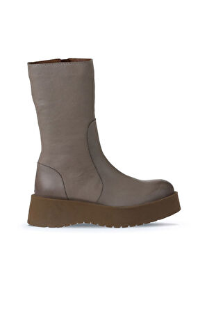 Bueno Shoes Vizon Açık Deri Kadın Dolgu Topuklu Bot 01wv1302
