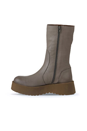 Bueno Shoes Vizon Açık Deri Kadın Dolgu Topuklu Bot 01wv1302