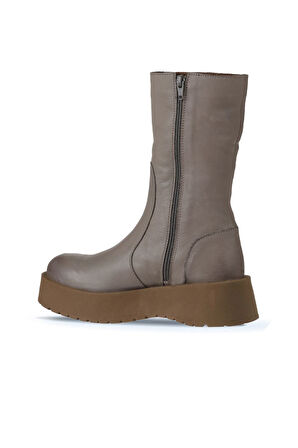 Bueno Shoes Vizon Açık Deri Kadın Dolgu Topuklu Bot 01wv1302