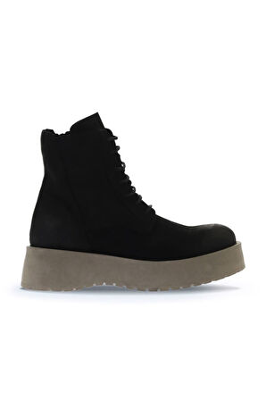 Bueno Shoes Siyah Nubuk Kadın Dolgu Topuklu Bot 01wv1305