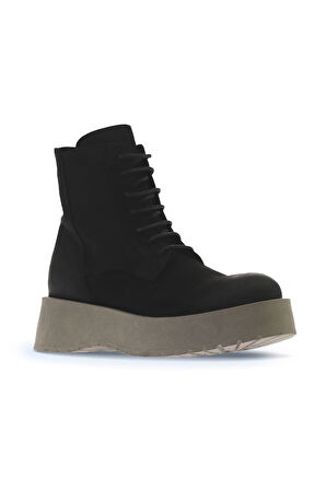Bueno Shoes Siyah Nubuk Kadın Dolgu Topuklu Bot 01wv1305
