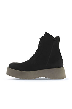 Bueno Shoes Siyah Nubuk Kadın Dolgu Topuklu Bot 01wv1305